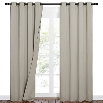 NICETOWN Sound Barrier 100% Blackout Cold Blocking Divider Curtains 84", Noise, Heat and Cold Blocking Drapes with Felt Fabric Lining for Nursery/Daytime Sleep/Bedroom (Natural, 2 PCs, 52" Wide) - color: Natural, size: 52"W x 84"L (Pack of 2)