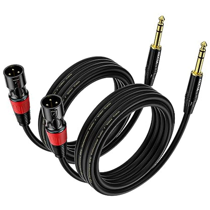 EBXYA 1/4 TRS to XLR 3ft 2Pack - 6.35mm 3Pin Balanced Male Audio Cable - size: 3 feet-2 Pack, style: TRS to XLR Male