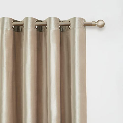 Velvet Champagne Grommet Blackout Curtains 84 inch Length for Living Room - color: Beige/Champagne, size: 52"W x 84"L (Pack of 2)