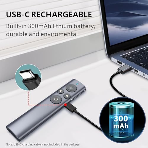 Norwii N95s Presentation Clicker with Digital Laser Pointer for TV Screen - color: Red - USB-A