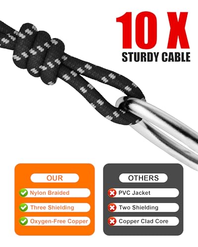 Long XLR Cables 50 ft 2 Pack, Nylon Braided XLR Extension Microphone Cable, OFC Shielded Balanced Male to Female Mic Cord for Preamp Recording Mixer Amplifie Speaker Black | Nylon,Oxygen-Free Copper Balanced,Mic Cord 3 Pin Male to Female for Preamp Record