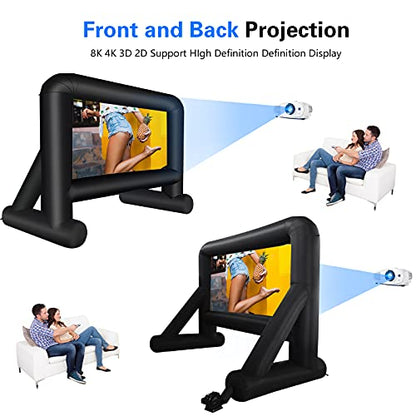 GZKYYLEGS 16ft Inflatable Movie Screen Outdoor Projector Screen with Air Blower Storage Bag - Front/Rear Projection, Easy Set Up Blow Up Screen for Backyard Movie Night, Theme Parties, Celebrations