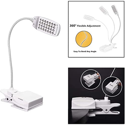 Music Stand Light, Clip on LED Book Lights, USB and AA Battery Operated, Reading Lamp in Bed, 3 Brightness Levels, Ideal for Musician, Piano Player, Kids, Travel (White) - color: White