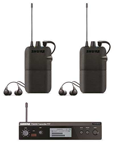 Shure PSM300 P3TR112TW Wireless in-Ear Personal Monitoring System with SE112 Earphones, Twinpack - G20 Band - size: Twinpack, style: G20 Band (488-512 MHz)