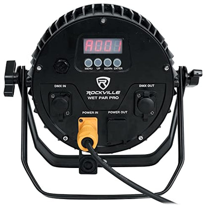 Rockville Wet PAR PRO Black RGBWA+UV Indoor/Outdoor Par Wash Light, 12-Pack