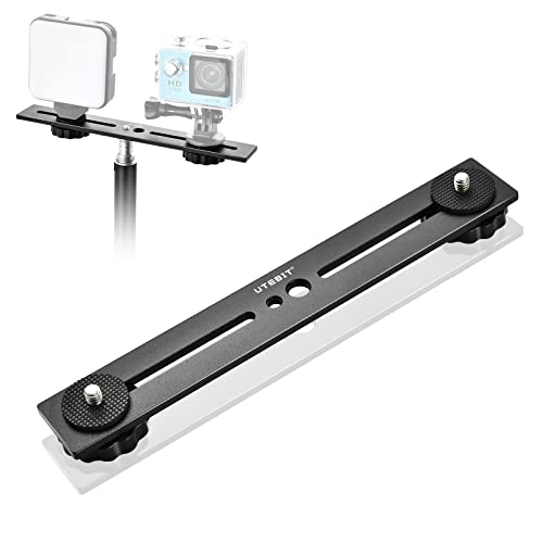 8 inch Flash Bracket, with 1/4" Screw Hot Shoe, 1 Pack | Dual Camera Mount Flash Bracket Extension Bar, Straight Flash Brackets Tripod Mount for DSLR Camera LED Light, Black - size: 8 inch (Metal)