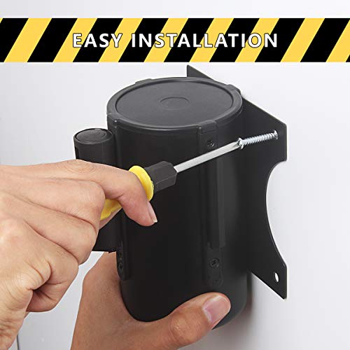 A-KARCK Wall Mount Retractable Belt 16 Foot 2 Packs, Crowd Control Wall Barrier with Steel Case Black and Yellow Belt Works in Any Weather Conditions - size: Black and Yellow Belt 2PCS
