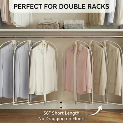 36” All Clear Garment Bags for Women Suit Bags - PEVA Waterproof Suit Cover with Zipper for,Hanging Clothes, Coats - Durable Dresser for Closet Storage, Dustproof & Moisture Resistant - 36”/6 Pack - size: 36" -6 Pack