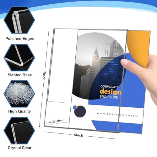 Acrylic Sign Holder 5x7 Inches, 13 Pack Clear Plastic Table Flyer Display Stand, L-Shape Vertical Menu Paper Holder Stand, Clear Picture Photo Flyer Display Stand for Restaurants, Store Fair,Office - size: 13 Pack-L Shape-5X7