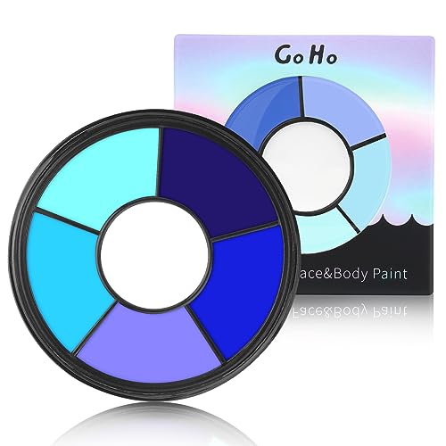 Go Ho 6 Colors Blue Face Body Paint,Cream Washable Formula Face Painting for Halloween Cosplay,Body Paint FX Makeup Palette,Professional Face Paint Blue Makeup - color: 6 Colors Blue Makeup