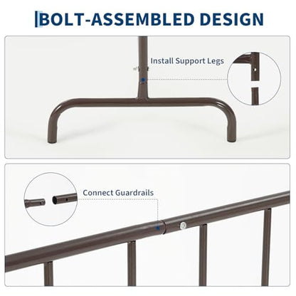 Garvee Interlocking Steel Barricade, 8.5 Ft. Heavy Duty Galvanized Metal Barricade, Interlocking Steel Road Barriers with with Bridge Feet Base, for Crowd Control Event Fencing Indoor/Outdoor, Yellow | Heavy Duty Galvanized Metal Barricade, with with Brid