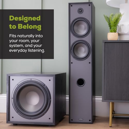 Dayton Audio Classic CS800 – 8" 150W Powered Subwoofer with Class-D Amplifier, Deep Bass and Clean Design for Home Theater & Music – Black - size: 8in