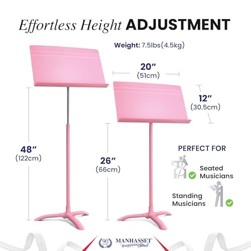 Manhasset 48 Symphony Music Stand for Sheet Music - Matte Pink - color: Pink, Matte, size: Pack of 1