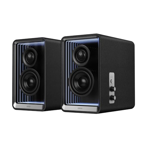 Edifier QR65 RGB Light Desktop Active Monitor, 70W RMS, Hi-Res Audio, Black | LDAC Bluetooth 5.3, 2.75" Long-Throw Aluminum Diaphragm mid-Low Drivers, 65W TurboGaN Charging, SUB Out, Multi Inputs, Stands - color: Black
