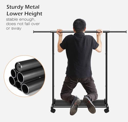 MISSLO Short Clothing Racks for Hanging Clothes with Bottom Shelves and Wheels Heavy Duty Rolling Clothes Rack Kids Clothing Rack for Adult Coat, Closet, Wardrobe (Black) - color: Black