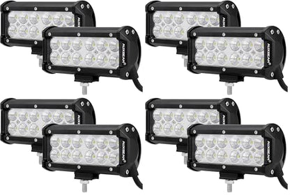 Auxbeam LED Light Bar 7Inch 36W Flood Led Off Road Driving Lights LED Work Lights Waterproof for Jeep Off-Road SUV Truck Car ATVs Boats (2 PCS) (Pack of 4) - size: 2Pcs 7" Flood (Pack of 4)