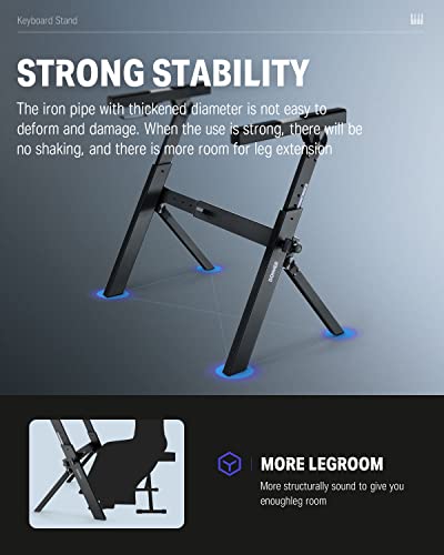 Donner Folding Keyboard Stand, Z-style Heavy-Duty Portable Piano Stand, Adjustable and Collapsible, Suitable for 37 54 61 88 Key MIDI Keyboard Electronic Keyboards Digital Pianos, DKS-100 - size: Z-style Foldable