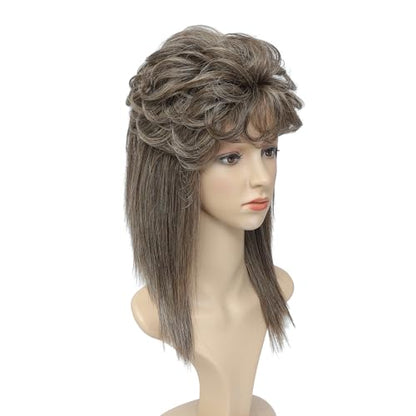 Adequate Women's Mullet Wig 80s 90s Costumes Fancy Party wig Joe Dirt Emo Halloween Cosplay Wigs (light brown) - color: B-Light Brown
