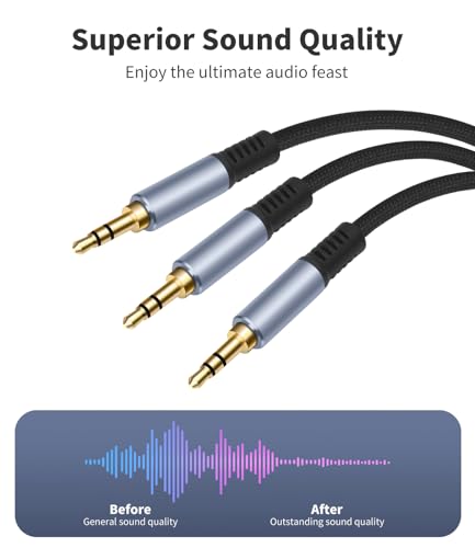 1/8" TRS Stereo Splitter Cable 10FT(Splitter 20cm), Male to Dual Male, 3.5mm Y-Splitter Stereo Cable, for Speakers, Headphone, Cell Phone PC Laptop, Perfect for Switching or Two Sets of Speakers - size: 10FT, style: 1/8" TRS Stereo Male to Dual Male