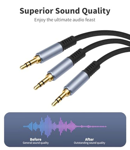 1/8" TRS Stereo Splitter Cable 6.6FT(Splitter 20cm), Male to Dual Male, 3.5mm Y-Splitter Stereo Cable, for Speakers, Headphone, Cell Phone PC Laptop, Perfect for Switching or Two Sets of Speakers - size: 6.6FT, style: 1/8" TRS Stereo Male to Dual Male