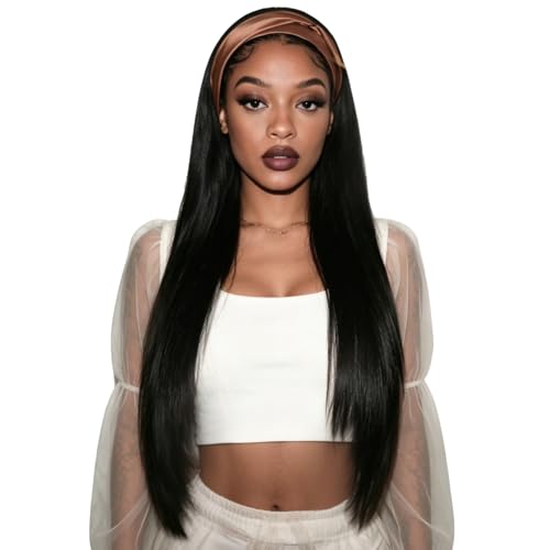 BECUS 30" Straight Headband Wig Black Wig Date Night Out Style - color: A-Straight Black, size: 30 Inch