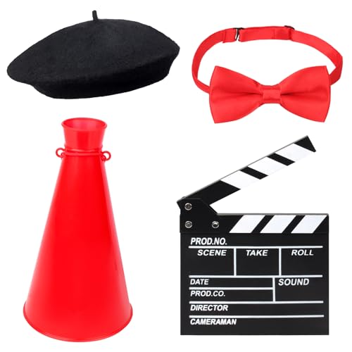 Yewong 4 Pieces Kids Director Costume Accessories Set for Filmmaker Awards Career Day Dress up Movie Night Party Supplies - color: Set a