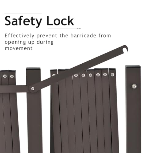 GYMTIME Industrial Expandable Metal Barricade, Safety Barrier with Casters, Flexible Mobile Folding Gate, Adjustable Traffic Fence for Warehouse, Shopping mall, Garden, Brown, 18 Feet, 47 inch High - size: 47 in-18 Feet(H-L)
