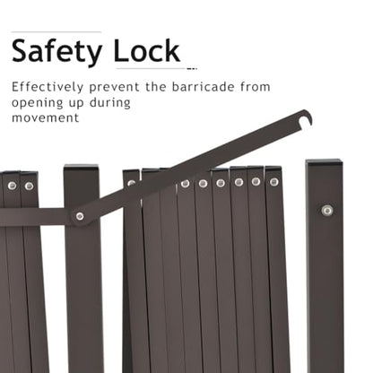 GYMTIME Industrial Expandable Metal Barricade, Safety Barrier with Casters, Flexible Mobile Folding Gate, Adjustable Traffic Fence for Warehouse, Shopping mall, Garden, Brown, 18 Feet, 47 inch High - size: 47 in-18 Feet(H-L)