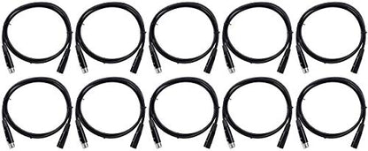 Rockville RDX5M5 5' 5-Pin DMX Lighting Cable, Female to Male, 10-Pack | Copper Conductors, Nickel Plated, 120 Ohm, XLR Connectors, Hi-Density Braided Shield, EMI/RFI Rejection, 100% OFC