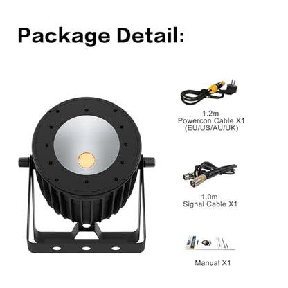 SHEHDS LED COB 200W Par Lights, Cool White and Warm White Stage Wash Lights | 69° Beam Angle, DMX&Sound Actived Control, Aluminum Alloy Shell, Uplights for Disco DJ Church Wedding Concert Show