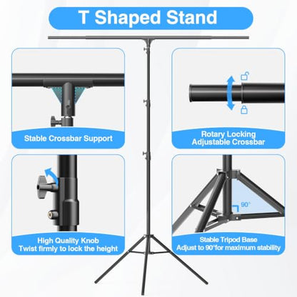 EMART T Shape Backdrop Stand 8.5x5.4ft, Green Screen Photo Banner Stand | Backdrop Holder frame with Water Bag and 4 Clamps Photography Background Support Kit for Party, Wedding, Photoshoot, Balloon