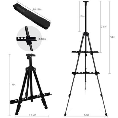 NS JYMB Easel Stand for Sign and Painting, 17-66 Inch, Black 2 Pack | Portable metal tripod easel for display stand, canvas holder, floor, poster board, wedding signs and travel use - style: 66Black 2pack