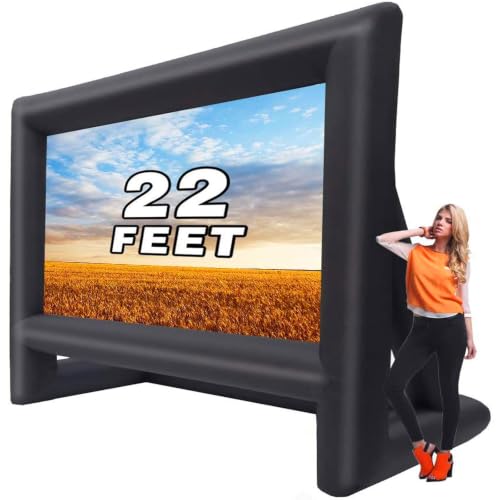 GYUEM 22 feet Inflatable Projector Screen Indoor Outdoor Movie Screens | Theater Movie Screens, Includes Rope, Blower, Tent Stakes, Watch Movies, Great for Outdoor Party, Backyard, Pool - size: 22FT