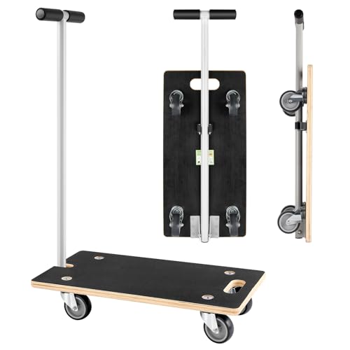Heavy Duty Rectangle Wood Platform Dolly with Handle - 441-Lb Cap. - size: Rectangle with Handle(1 Pack)