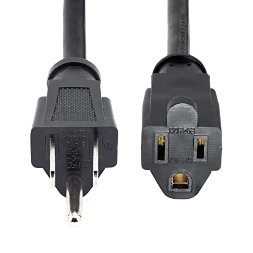 StarTech 15ft Power Extension Cord, 13A 125V, 16AWG, Black (PAC10115) - size: 15 ft, style: 16 AWG/13A/125V