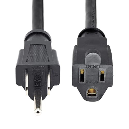StarTech 15ft Power Extension Cord, 13A 125V, 16AWG, Black (PAC10115) - size: 15 ft, style: 16 AWG/13A/125V