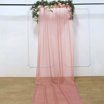 Tableclothsfactory Dusty Rose Sheer Premium Chiffon Curtain Panel Backdrop Drapery with Rod Pockets | 5ft x14ft - color: Dusty Rose, size: 5ftx14ft
