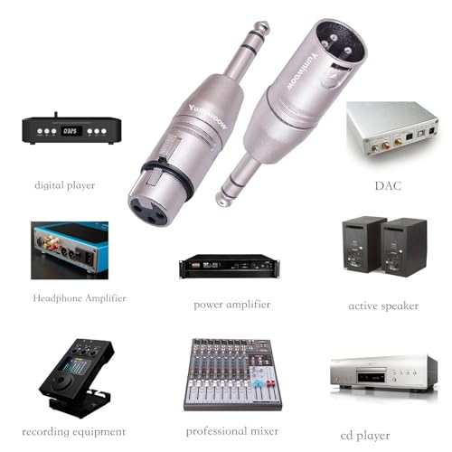 6 Pack 1/4" TRS to XLR Adapter - 3 Pcs 6.35mm 1/4" Male to XLR Male and Female Adapters