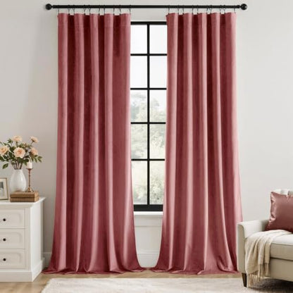 MIULEE Dusty Rose Velvet Curtains 84 Inch Long 2 Panels, W40 x L84 | Luxury Super Soft, Thermal Insulated, Room Darkening Drapes, Rod Pocket Design, Window Curtains for Bedroom Living Room - color: Dusty Rose, size: 40"W x 84"L (Pack of 2)