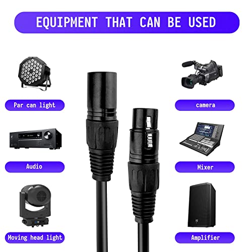 DMX Cable 3.9 ft, 6 Pack Flexible 3 Pin XLR Male Female Cable Wire - color: 3.9FT DMX Cable 6 Pack
