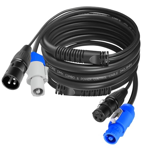 SMALL-EYE 3 Pin DMX & Power Combo Link Cable 15 ft, 14AWG | Power and DMX in One Cable, 116Ω Optimized Impedance, Fixture Linking, Faster Setup - size: 15 Feet