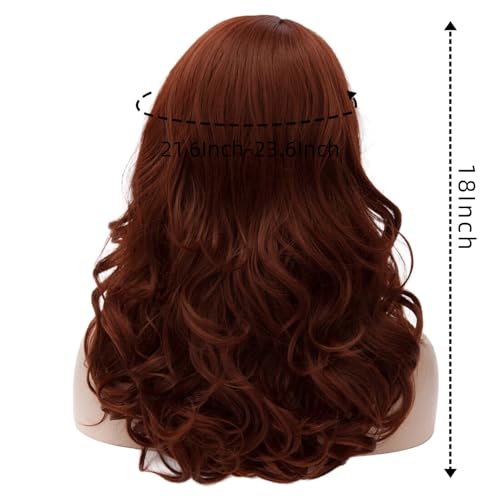 Cying Lin 18" Long Curly Red Brown Beehive Wig Heat Resistance Fiber Synthetic Hair Party Natrual Wigs Peluca (RED BROWN) - color: RED BROWN