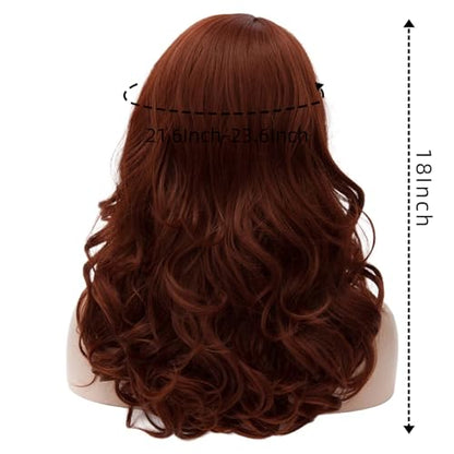 Cying Lin 18" Long Curly Red Brown Beehive Wig Heat Resistance Fiber Synthetic Hair Party Natrual Wigs Peluca (RED BROWN) - color: RED BROWN