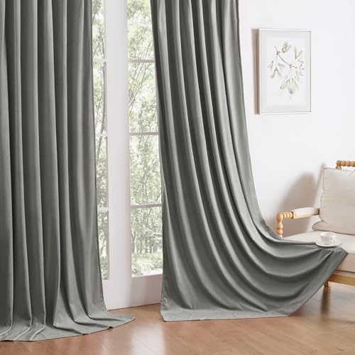 Manyshofu Dark Grey Velvet Curtains, 2 Panels Blackout 52x84 | Luxurious Velvet Feel, Thermal Insulated Noise Reducing, Dual Back Tab And Rod Pocket Hanging, Machine Wash Fade-Resistant - color: Grey, size: 52"W x 84"L (Pack of 2)