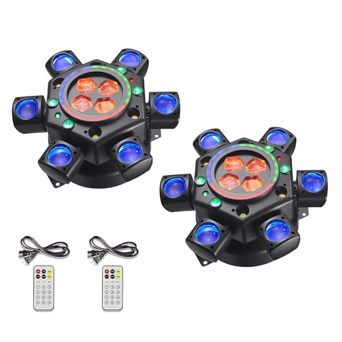 Moving Head Dj Lights for Parties, 180W LED RGBW 6 Arms with Mixed Lighting Effects,DJ Stage Lighting for Party Disco Club Wedding Bar (2) - color: 6 Arms 2 Packs