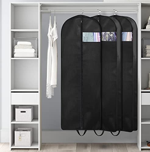 KIMBORA 60" Dress Garment Bags for Hanging Clothes Travel, Gusseted Garment Bags for Closet Storage with Handles for Long Gowns, Coats（3 Packs） - size: 60"
