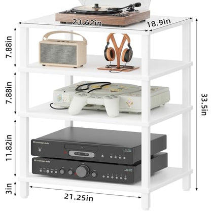 LELELINKY 4-Tier AV Media Player Stand, Stereo Stand, Modern Audio Shelf,Wooden TV Stand,Multifunctional Media Console Shelf, Suitable for Home, Conference Room, White - color: White, size: 4 Tier