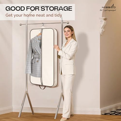 MISSLO 43" Hanging Garment Bags for Travel for Women Heavy Duty Mens Suit Bag Travel Foldable Suit Cover Bags for Closet Storage for Coats, Jackets, Shirts, Clothes, Beige - size: 43