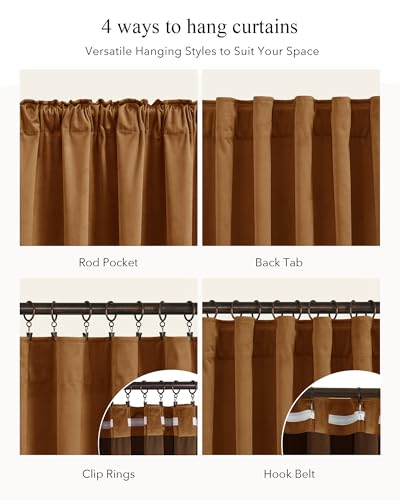 StangH Mustard Gold Velvet Curtains Back Tab Privacy, W52 x L96, 2 Panels - color: Mustard Gold, size: 52"W x 96"L (Pack of 2)