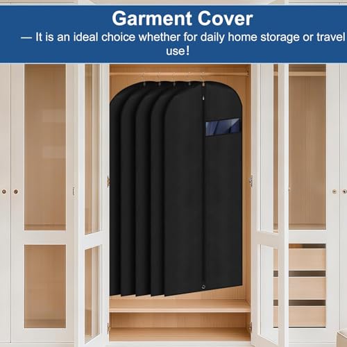 Dress Bags for Gowns,2 PCS 60" Long Dress Garment Bag, Garment Bags for Hanging Clothes,Dress Cover with Clear Window for Women's Coats, Formal Gowns, and Evening Dresses (Black) - size: 24"×60"
